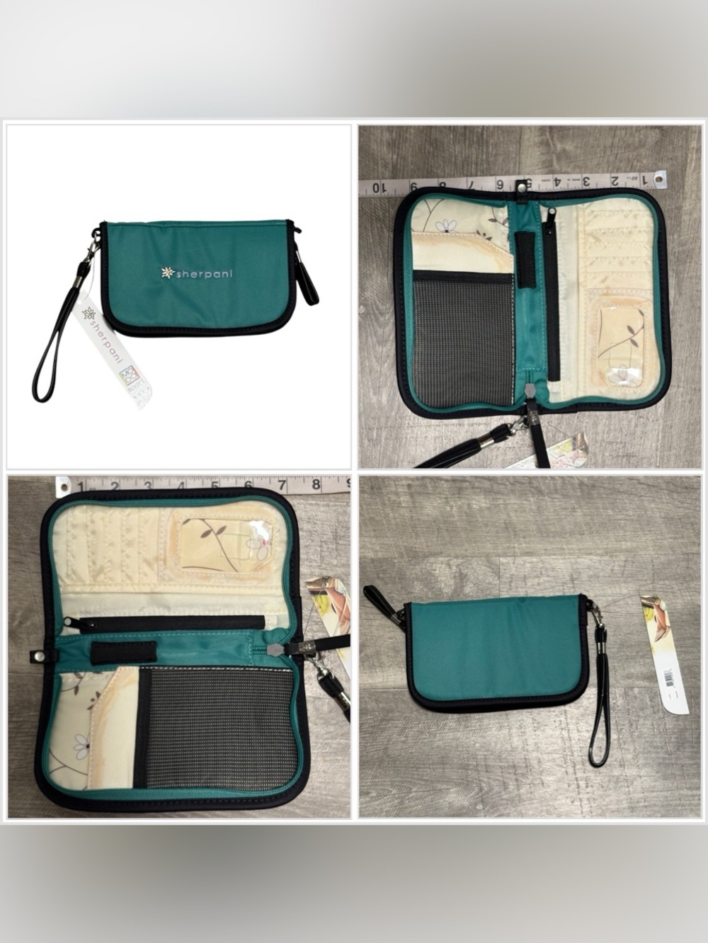 Sherpani Teal Wallet Clutch Wristlet Strap Organizer Zipper Closure Pockets NWT